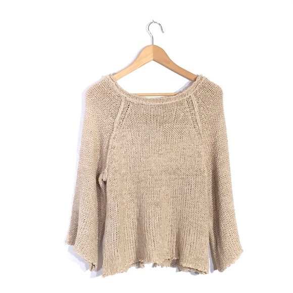Brigitte Bailey Boho Tan Crochet Knit Open Top L - Picture 1 of 2